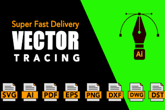 do vector tracing, convert logo into high resolution and vector in 2hrs