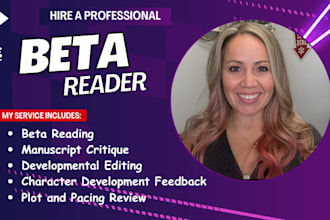 professionally beta read or edit your, novel, critique, fiction and non fiction