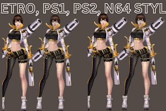 retro ps1 style 3d model game design animation 3d music animation in psx model