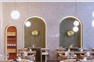 stylish 3d interior restaurant design, coffe shop,bar,lounge,spa,restroom render
