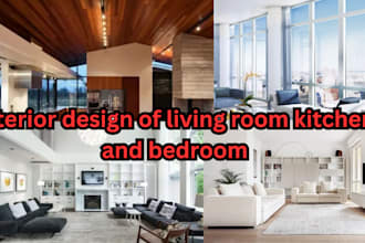 do 3d interior design of living room kitchen and bedroom dining room shop list
