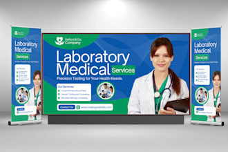 design medical retractable banner rollup banner pullup banner trade show banner