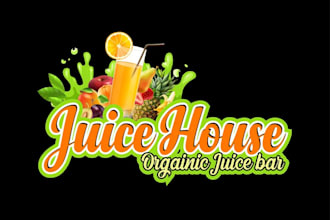 design custom vibrant juice bar, fruit, food, restaurant, vegetable shop logo