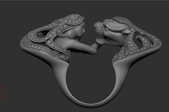 customize 3d jewelry sculpt,cad zbrush rings,earrings,necklaces sculptural items