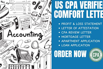 do US CPA comfort letter, audit financial statement, income verification letter