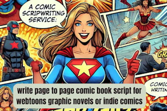write page to page comic book script for webtoons graphic novels or indie comics