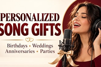 sing custom birthday song, wedding, anniversary, love, party gift song vocals