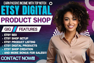 setup etsy digital products shop, etsy digital products, digital product listing