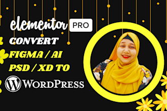 convert xd to elementor pro, figma to wordpress and figma to elementor or PSD