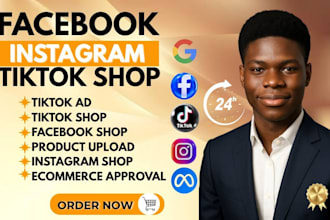 set up tiktok shop, instagram shop facebook shop and optimize tiktok shop