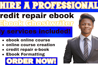 ghostwrite ebook online course, course formatting on tax, credit repair ebook