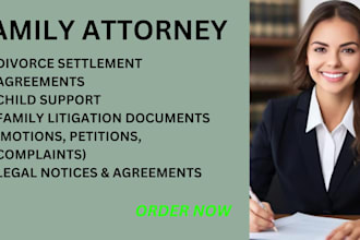 provide divorce settlement, child support, or family litigation services