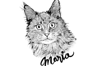 draw custom pet portrait in line art less than 24 hours