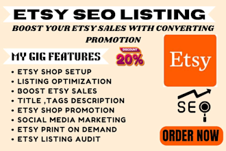 boost etsy sales with etsy ads etsy shop setup promotion and etsy SEO listing