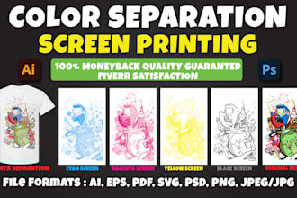 do professional screen printing color separation for plastisol,dtf,dtg printing