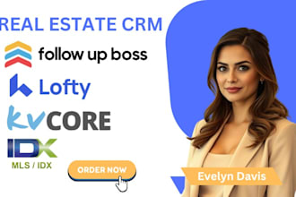 setup a real estate lofty crm, kvcore, idx mls, follow up boss website