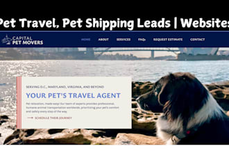 build pet travel website pet shipping pet transportation leads pet shopify store