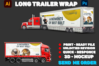 do long trailer wrap design, box trailer wrap, truck wrap, vehicle wrap design