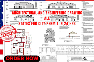 draw civil structural engineer stamp adu architect stamp mep plan for USA permit