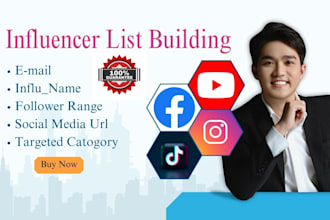 find the best youtube, instagram, twitch and tiktok influencer email leads