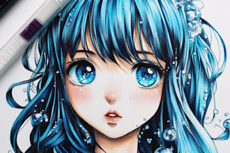 draw anime art and colored manga illustration