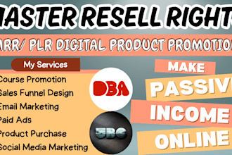 set up email marketing and promote master resell right courses for passive incom