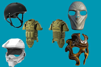 design 3d helmet 3d mask 3d wearable helmet pepakura for 3d cosplay