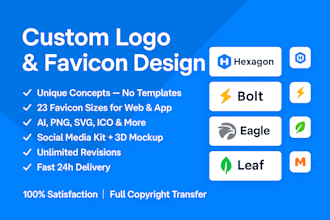 create a logo for your brand with website favicon and modern icon design