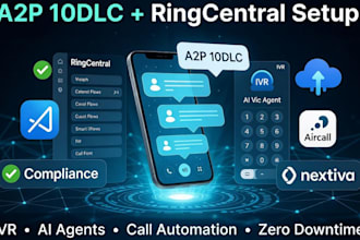set up a2p 10dlc messaging service, ringcentral phone system, call management