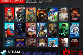 design steam capsule design for game and marketing banner