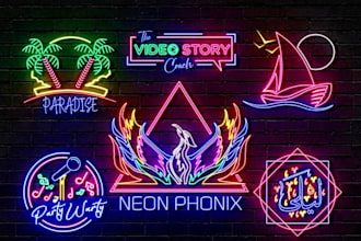 make a custom neon logo, sign, text, icon, glowing effect