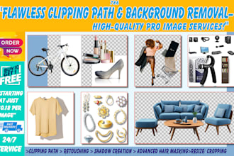 provide pro clipping path, background removal, photo editing