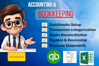 do quickbooks setup, bookkeeping and prepare financial statements