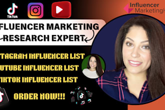 research or find best instagram, youtube, tiktok influencers list for marketing