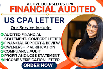 prepare and sign CPA certified financial statement, US CPA audit comfort letter