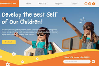 build school website, preschool landing page, wordpress, education college, quiz