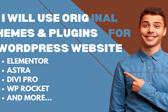 create wordpress website using divi, elementor, betheme, etc themes and plugins,