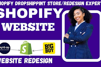 shopify redesign shopify website shopify dropshipping store via bigbuy autods