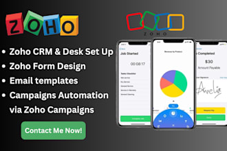 set up zoho CRM, zoho forms, zoho campaigns, zoho desk