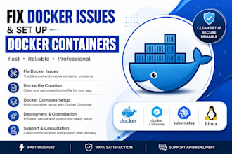 fix your docker setup, dockerfile, and docker compose configuration