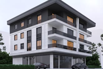renew 3d urban loft,revit apartment design,modern home decor,3d facade rendering