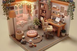 make custom stylized isometric 3d room and low poly models for you
