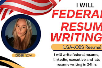 write federal resume, linkedin, executive and  ats resume writing in 24hrs
