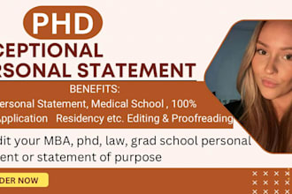 edit your MBA, phd, law, grad school personal statement or statement of purpose
