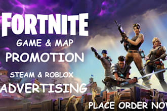 fortnite promotion for fortnite map and fortnite game, steam game, roblox game