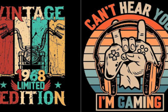 do custom graphic illustration typography retro vintage t shirt design and logo