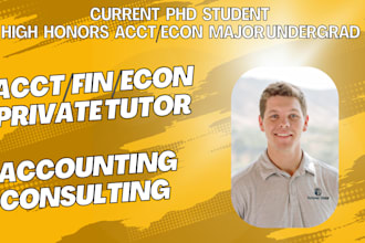 be accounting, finance, or economics tutor or consultant