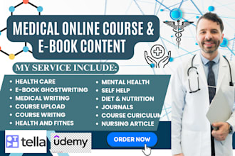 create medical online course content ebook writing course curriculum self help