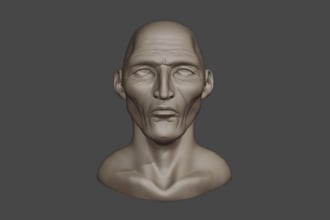 intricate sculpt 3d head bust model, realistic face model for 3d print, zbrush