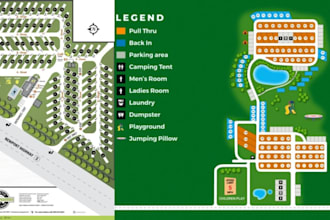 do rv park map modern vector map campground map illustration rv map property map